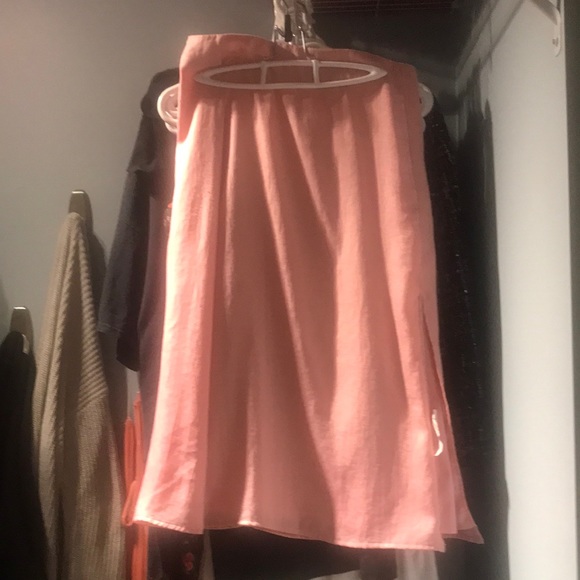 🌻 Pink Midi Silk Slip Skirt With Slit - Picture 1 of 3